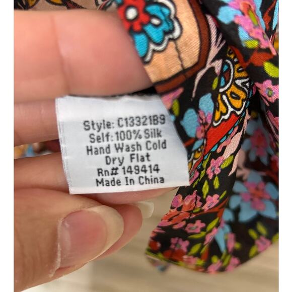 Johnny Was womens XS boho silk long sleeve Mandala Margot blouse new flutter fit - Picture 8 of 8